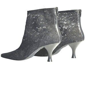 RAMPAGE Women Black Lace Booties Kitten Heel Square Toe Zip 8.5M Goth Festival